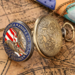 Montre à gousset américaine vintage aigle et drapeau (4)