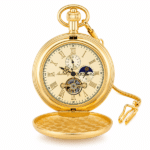 Montre à gousset mécanique apparente dorée vintage (6)