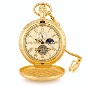 Montre à gousset mécanique apparente dorée vintage