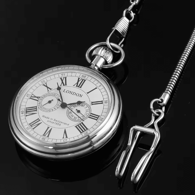 Montre à gousset vintage en acier inoxydable (3)