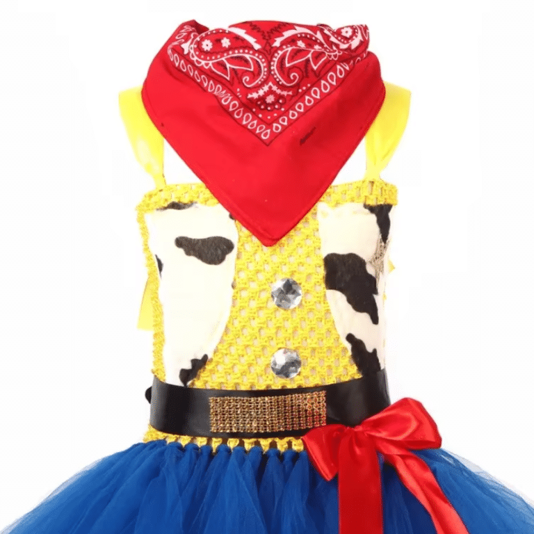 Robe déguisement Jessie Toy Story fille avec chapeau rouge (1)