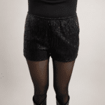 Short femme noir à sequins style cowgirl
