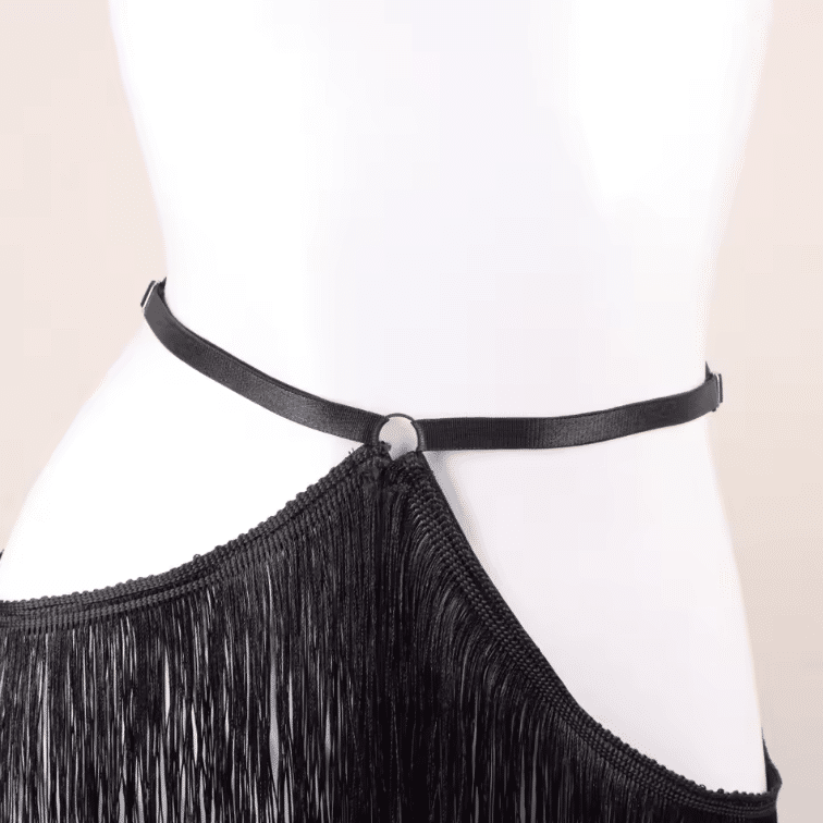Surjupe noire à longues franges pour look western (2)