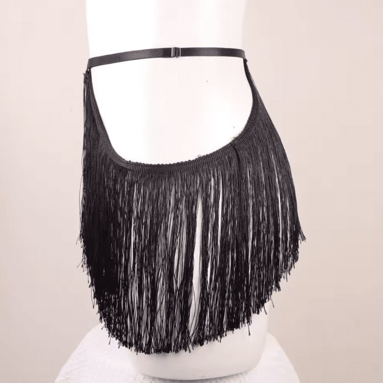Surjupe noire à longues franges pour look western (4)