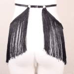 Surjupe noire à longues franges pour look western (5)