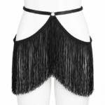 Surjupe noire à longues franges pour look western (8)