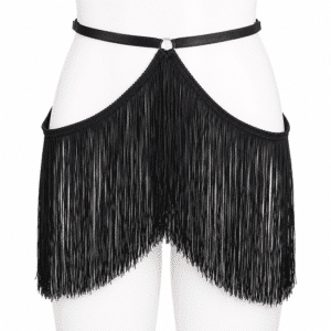Surjupe noire à longues franges pour look western