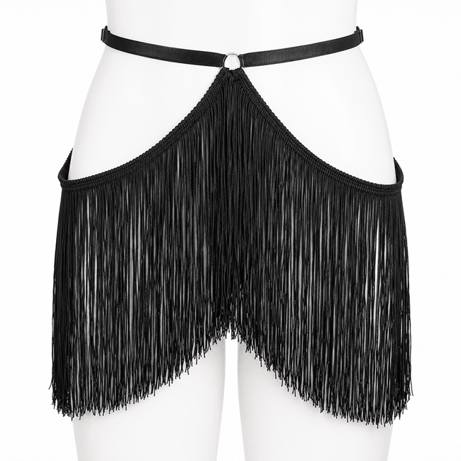 Surjupe noire à longues franges pour look western (8)