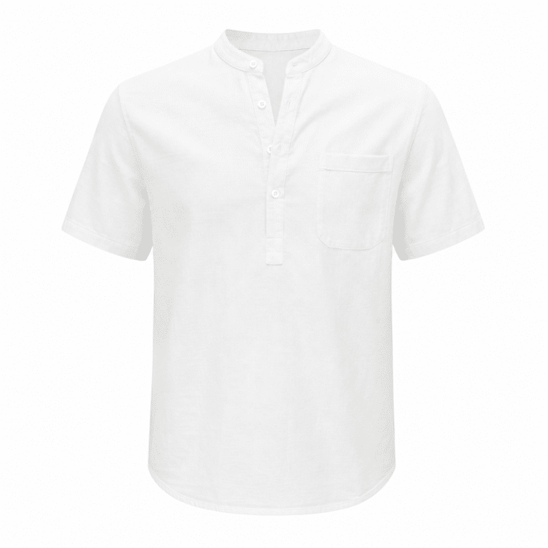 T-shirt homme lin manches courtes style vintage (1)