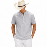 T-shirt homme lin manches courtes style vintage (2)