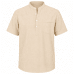 T-shirt homme lin manches courtes style vintage (3)