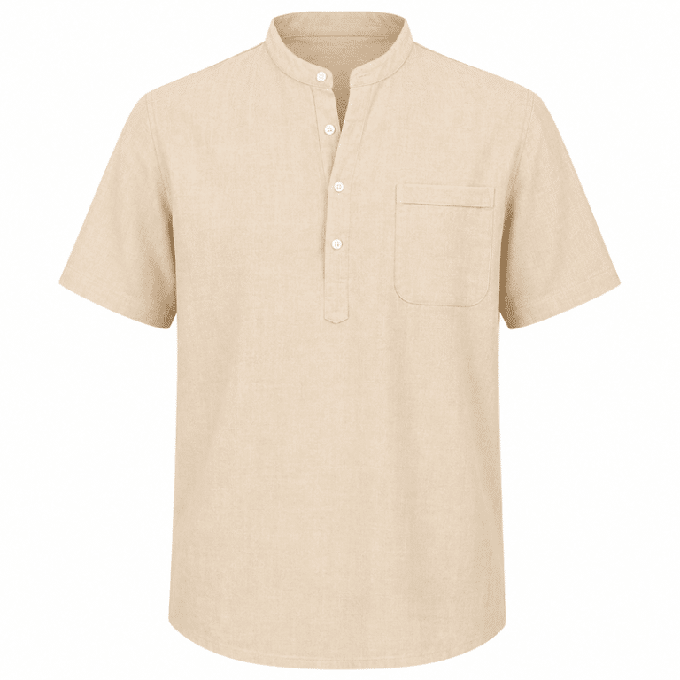 T-shirt homme lin manches courtes style vintage (3)