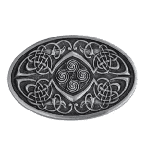 Boucle de ceinture celtique triskèle argentée