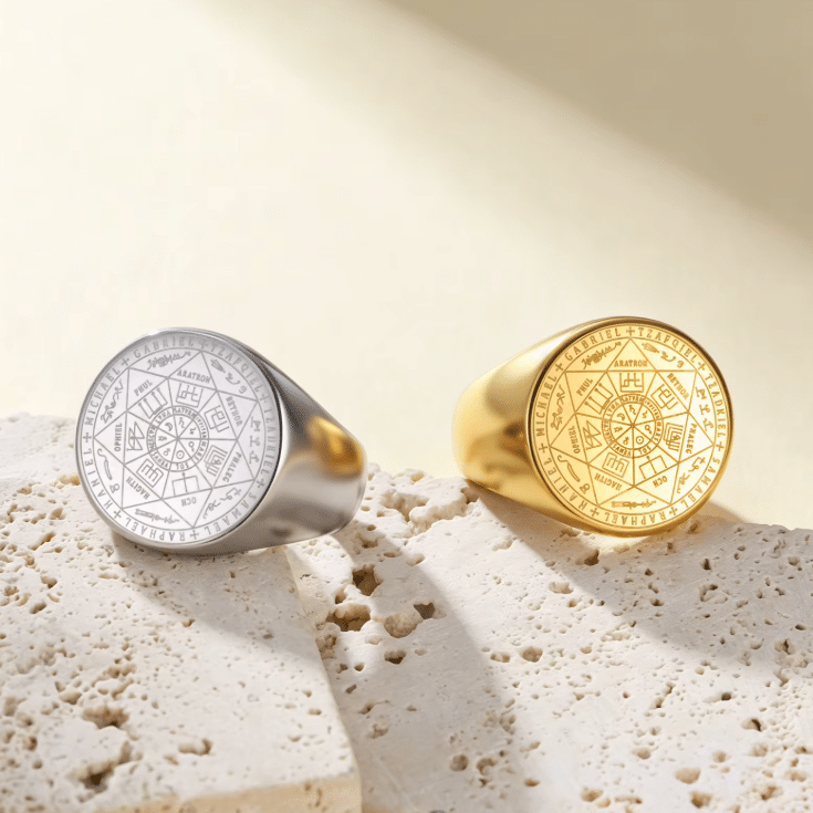 Bague cowboy dorée sceau des sept astres (4)
