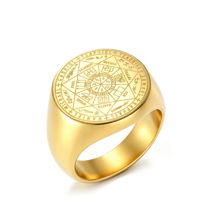Bague cowboy dorée sceau des sept astres