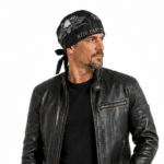 Bandana noir crâne ailes biker (2)