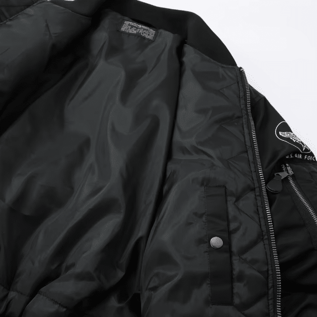 Blouson aviateur noir militaire vintage MA-1 (2)