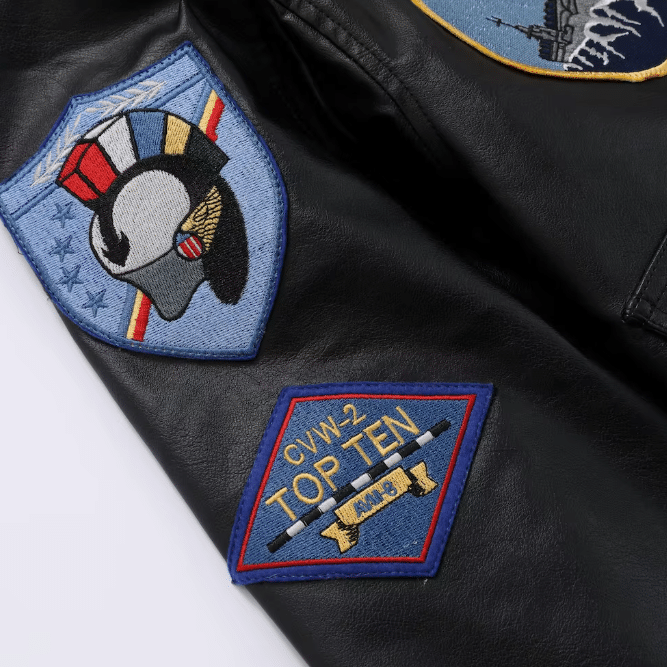 Blouson aviateur vintage US Navy à patchs brodés (1)
