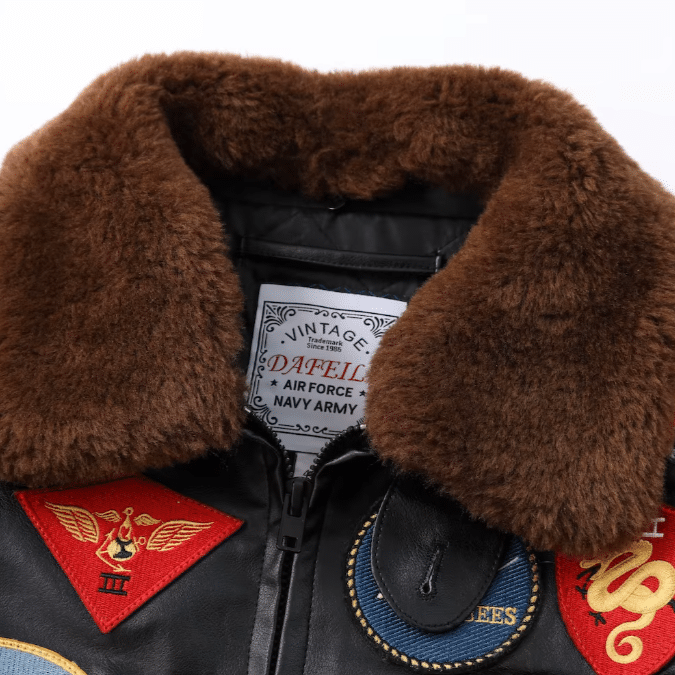 Blouson aviateur vintage US Navy à patchs brodés (10)