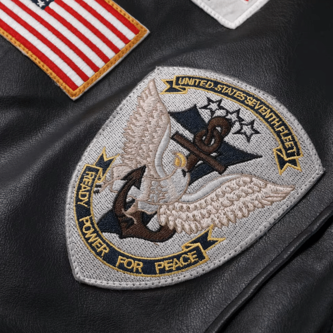 Blouson aviateur vintage US Navy à patchs brodés (2)