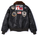 Blouson aviateur vintage US Navy à patchs brodés (3)