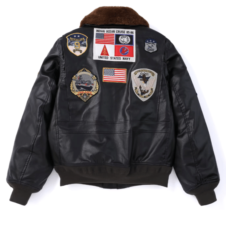 Blouson aviateur vintage US Navy à patchs brodés (3)