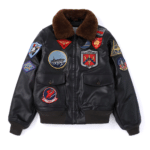 Blouson aviateur vintage US Navy à patchs brodés (4)
