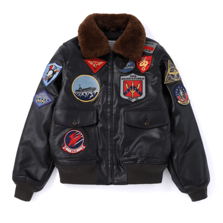 Blouson aviateur vintage US Navy à patchs brodés (4)