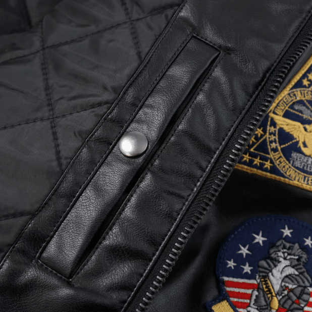 Blouson aviateur vintage US Navy à patchs brodés (8)