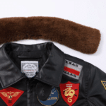 Blouson aviateur vintage US Navy à patchs brodés (9)