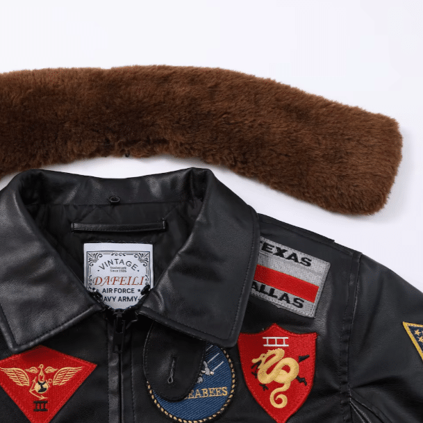 Blouson aviateur vintage US Navy à patchs brodés (9)