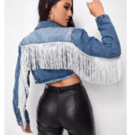 Blouson court cowgirl bleu franges rodeo (3)