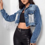 Blouson court cowgirl bleu franges rodeo (4)