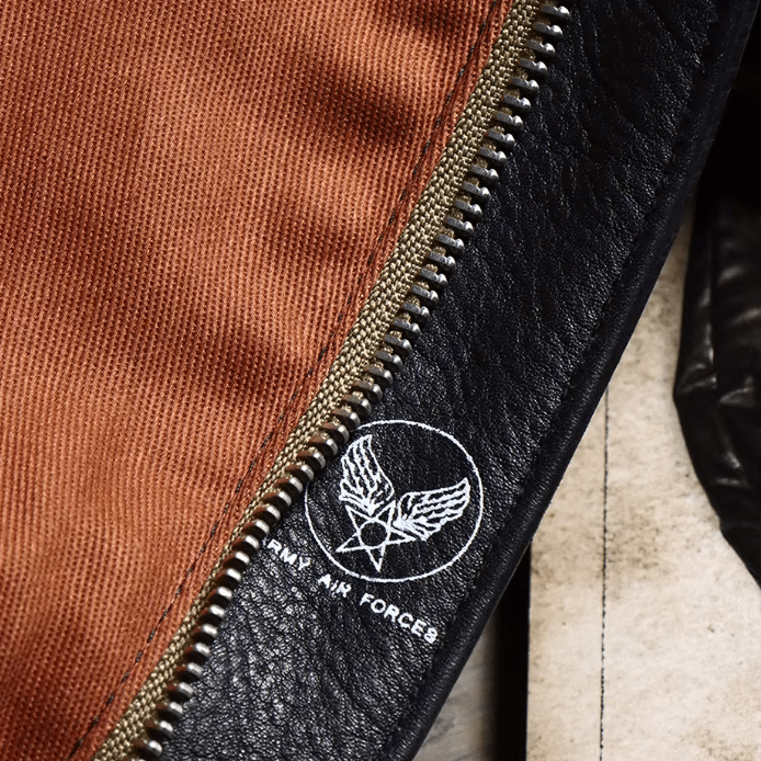 Blouson cuir aviateur A-2 américain noir vintage (10)