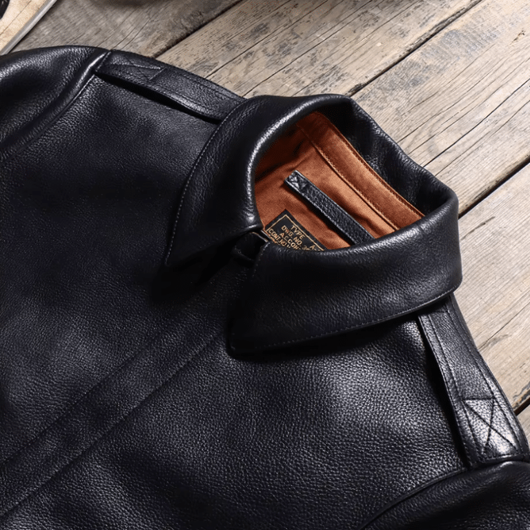 Blouson cuir aviateur A-2 américain noir vintage (2)