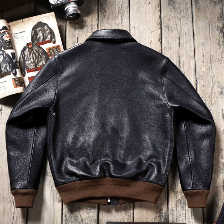 Blouson cuir aviateur A-2 américain noir vintage (4)