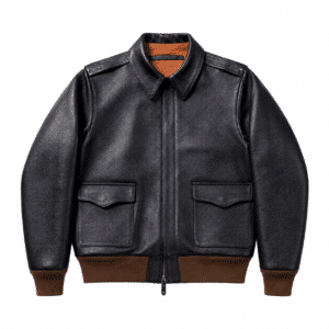 Blouson aviateur A-2 en cuir de vache noir vintage fait main