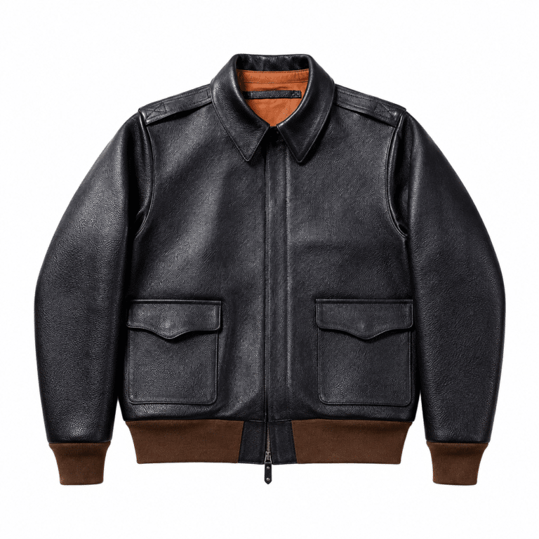 Blouson cuir aviateur A-2 américain noir vintage (6)