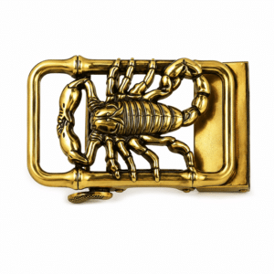 Boucle automatique de ceinture dorée grand scorpion pour sangle crantée 3,6 cm