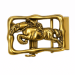 Boucle automatique dorée cheval cavalier pour sangle crantée 3,6 cm (2)