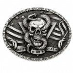 Boucle ovale argentée crâne serpent liberty
