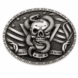 Boucle ovale argentée crâne serpent liberty