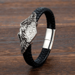 Bracelet Harley-Davidson noir tressé en cuir (3)