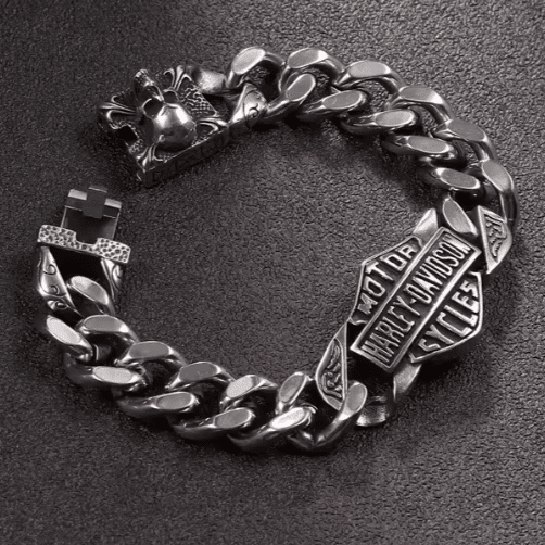 Bracelet biker Harley-Davidson chaîne maille gourmett (1)