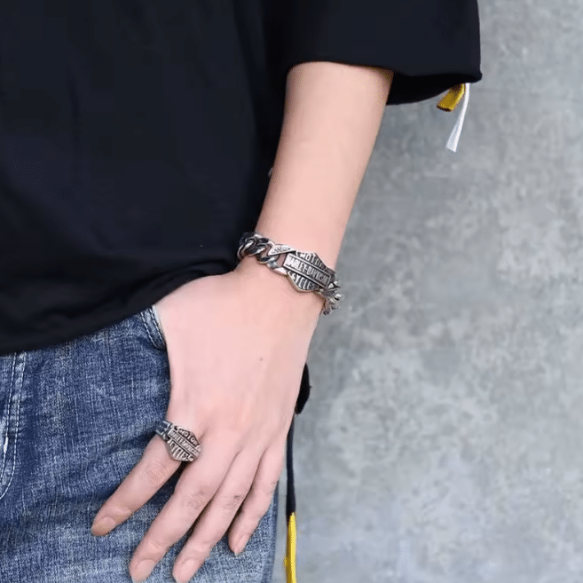 Bracelet biker Harley-Davidson chaîne maille gourmett (3)