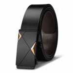 Ceinture country noire moderne boucle géométrique détails dorés (2)