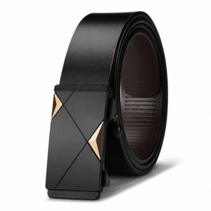 Ceinture country noire moderne boucle géométrique détails dorés
