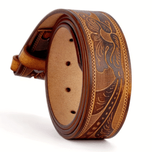 Ceinture cowboy camel motifs western sans boucle