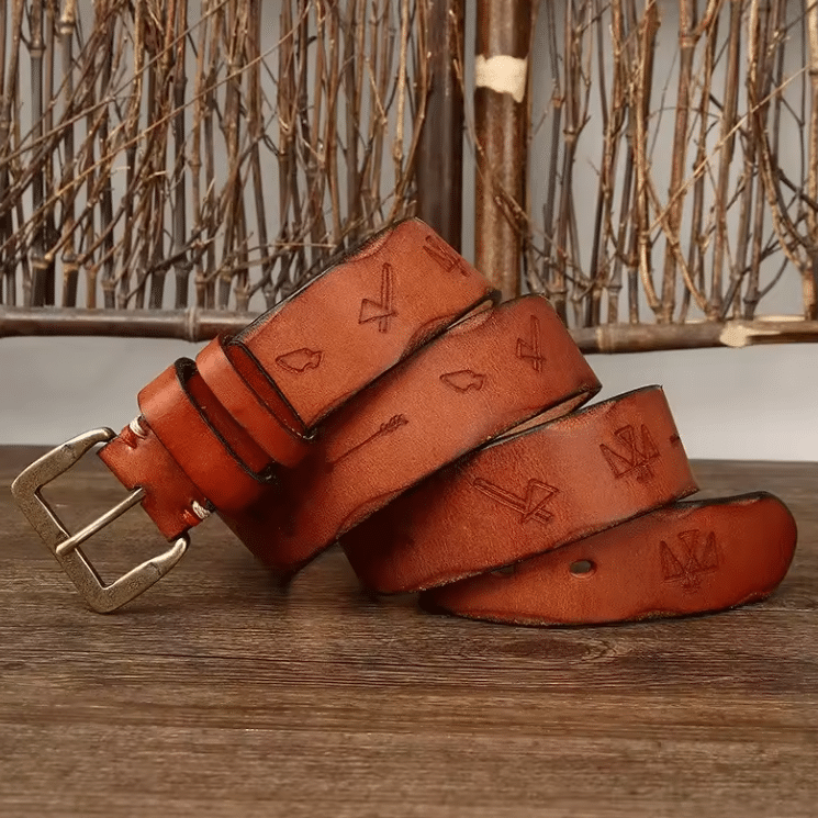 Ceinture cowboy country cuir large boucle laiton (1)