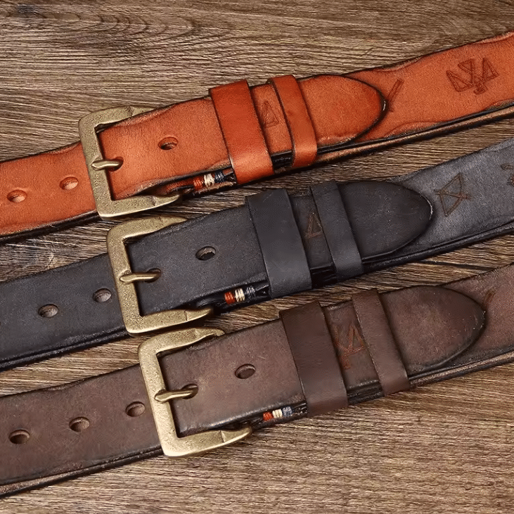 Ceinture cowboy country cuir large boucle laiton (6)